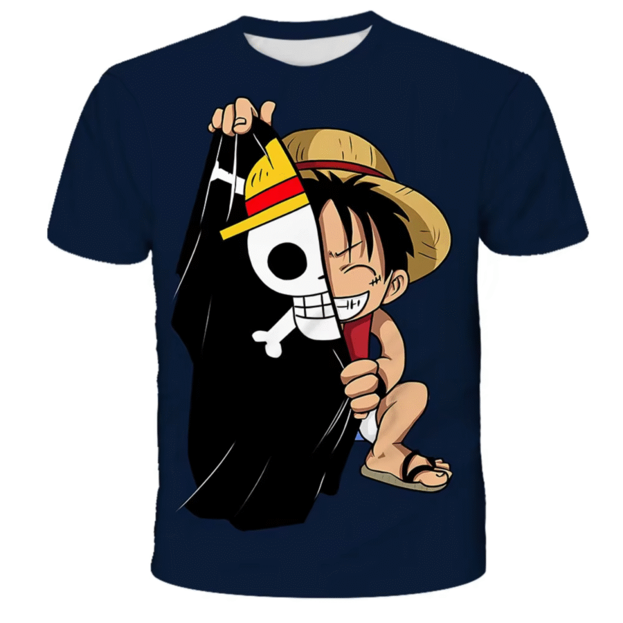 Anime One Piece Flag And Luffy T-Shirt Anime One Piece Flag And Luffy T-Shirt