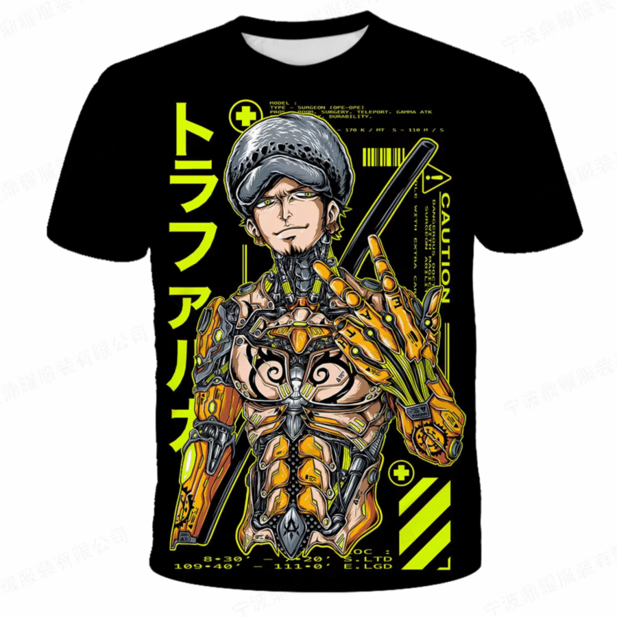 Anime One Piece Trafalgar D. Water Law Short Sleeve T-Shirt Anime One Piece Trafalgar D. Water Law Short Sleeve T-Shirt