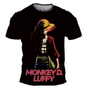 Anime One Piece Luffy Short Sleeve Black T-Shirt