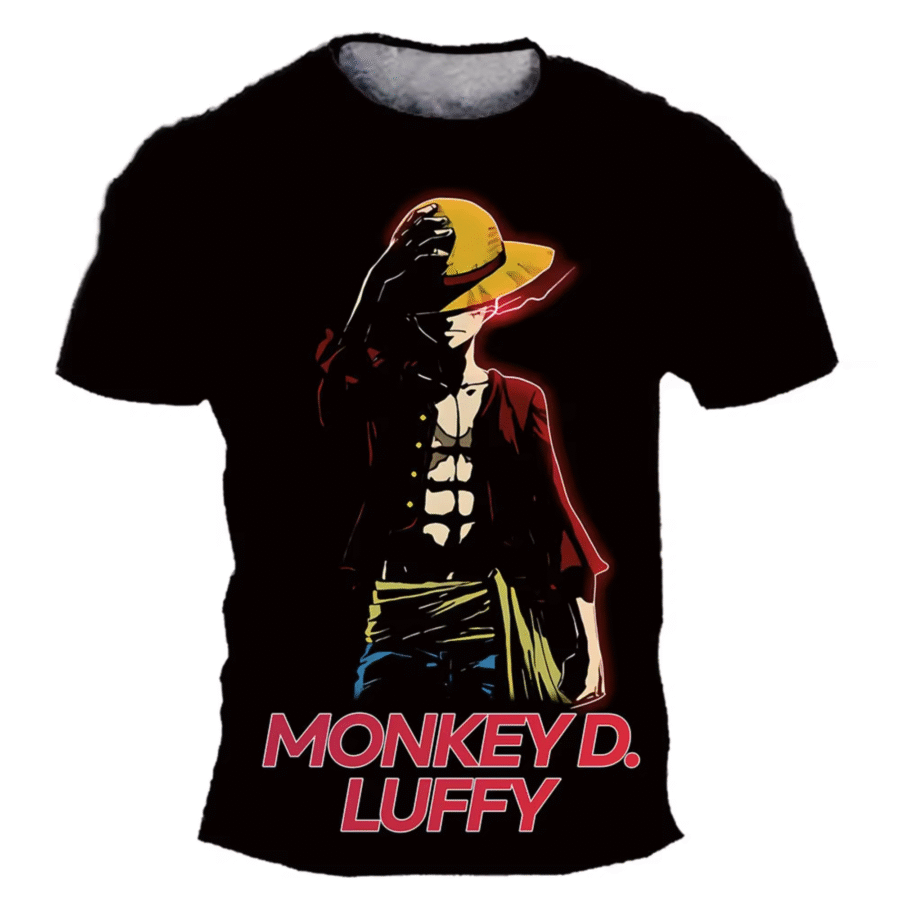 Anime One Piece Luffy Short Sleeve Black T-Shirt Anime One Piece Luffy Short Sleeve Black T-Shirt