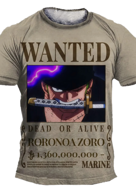 Anime One Piece Roronoa Zoro Wanted T-Shirt