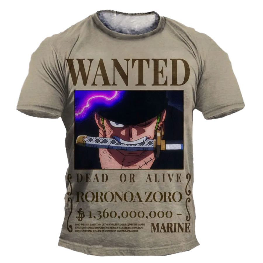 Anime One Piece Roronoa Zoro Wanted T-Shirt Anime One Piece Roronoa Zoro Wanted T-Shirt