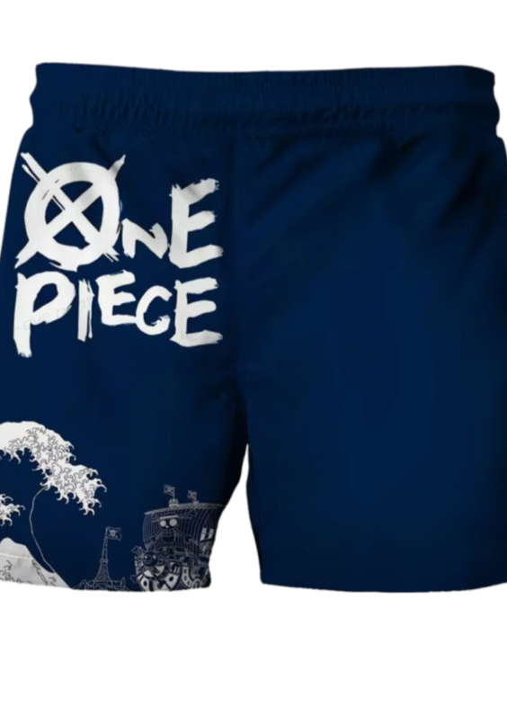 Anime One Piece Wave Blue Shorts