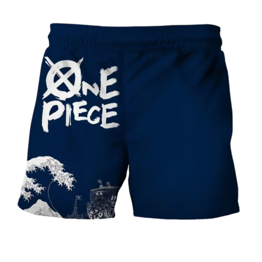 Anime One Piece Wave Blue Shorts Anime One Piece Wave Blue Shorts