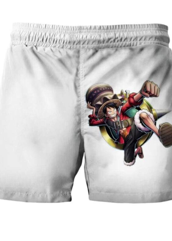 Anime One Piece Luffy White Shorts