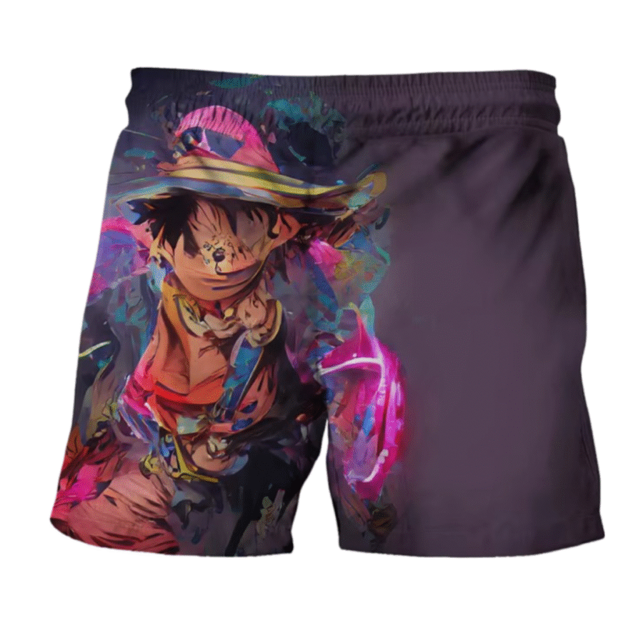 Anime One Piece Luffy Art Purple Shorts Anime One Piece Luffy Art Purple Shorts