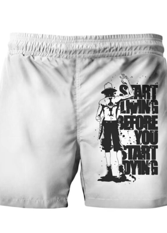 Anime One Piece Portgas D. Ace White Shorts