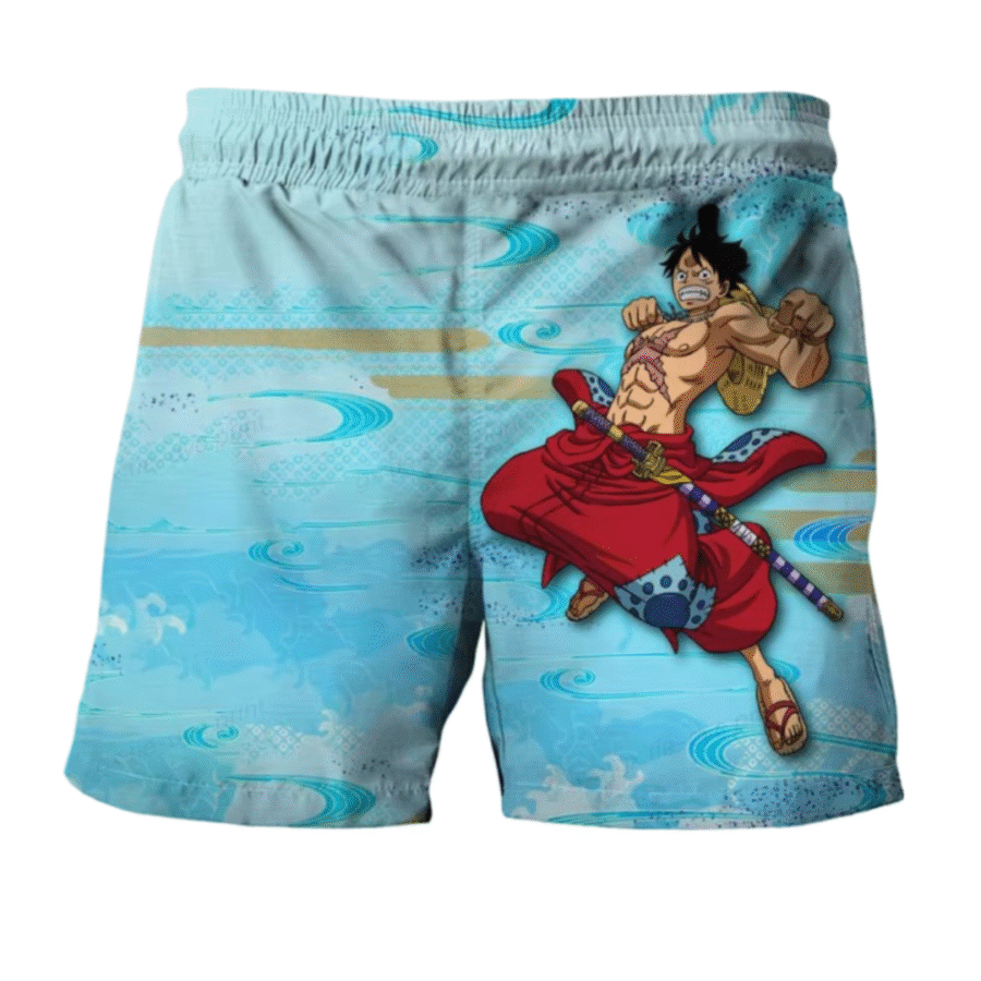 Anime One Piece Monkey D. Luffy Blue Shorts Anime One Piece Monkey D. Luffy Blue Shorts
