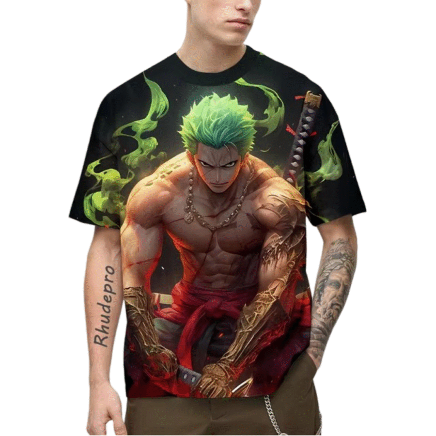 One Piece Anime Roronoa Zoro 3D Cosplay T-Shirt One Piece Anime Roronoa Zoro 3D Cosplay T-Shirt