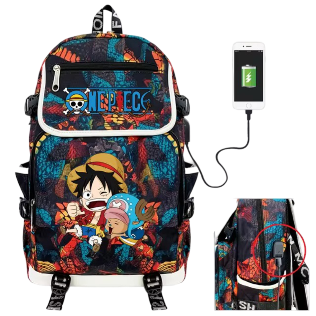 Anime One Piece Luffy And Chopper USB Charging Backpack Anime One Piece Luffy And Chopper USB Charging Backpack