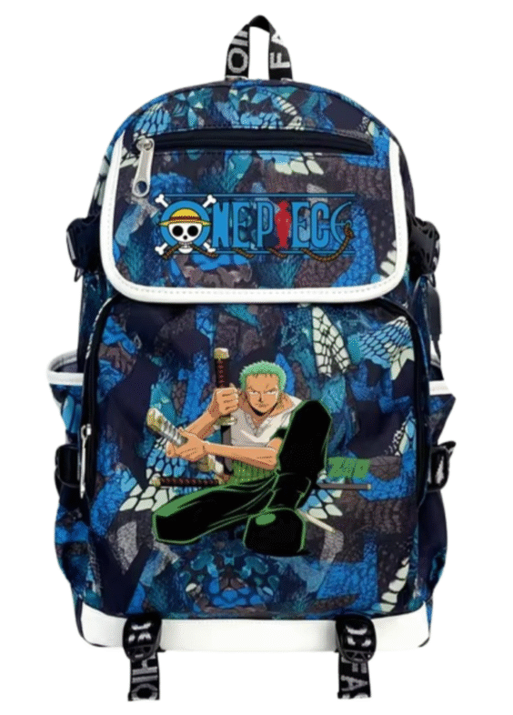 Anime One Piece Roronoa Zoro USB Charging Backpack