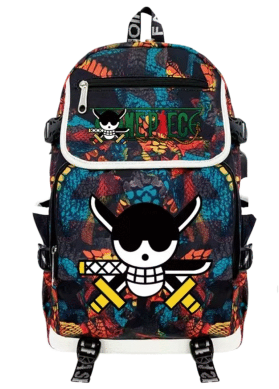 Anime One Piece Roronoa Zoro Symbol USB Charging Backpack