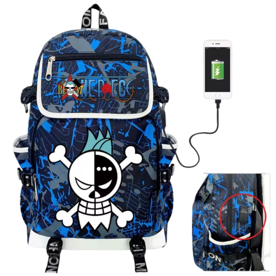 Anime One Piece Franky Symbol USB Charging Backpack Anime One Piece Franky Symbol USB Charging Backpack