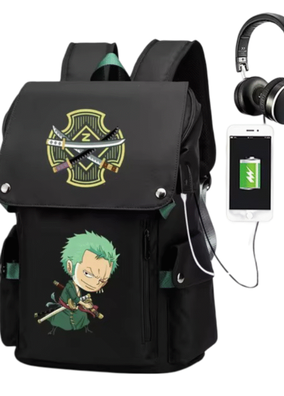 One Piece Anime Roronoa Zoro USB Charging Backpack