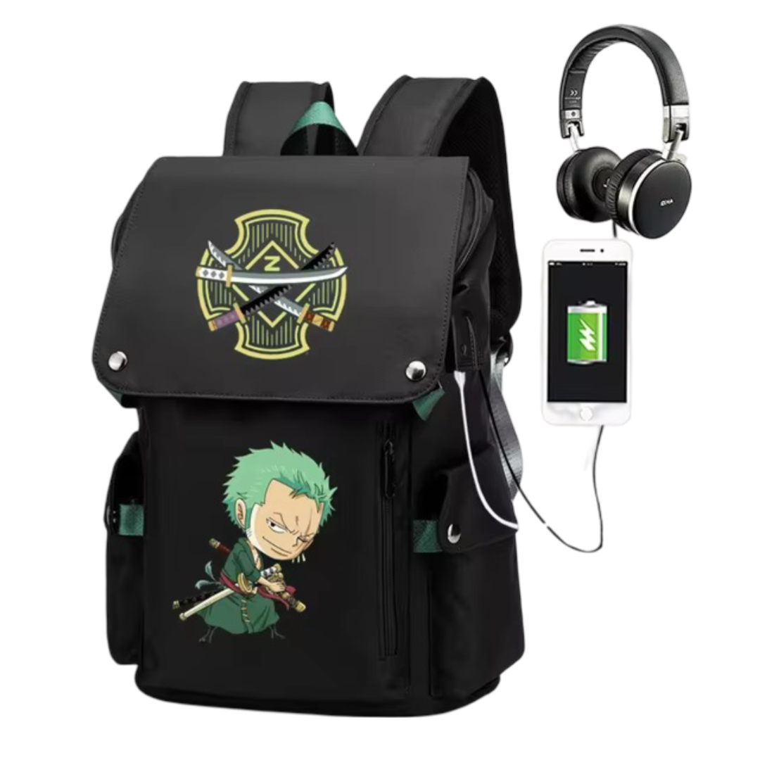 One Piece Anime Roronoa Zoro USB Charging Backpack One Piece Anime Roronoa Zoro USB Charging Backpack