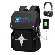 Anime One Piece Whitebeard Pirates USB Charging Backpack