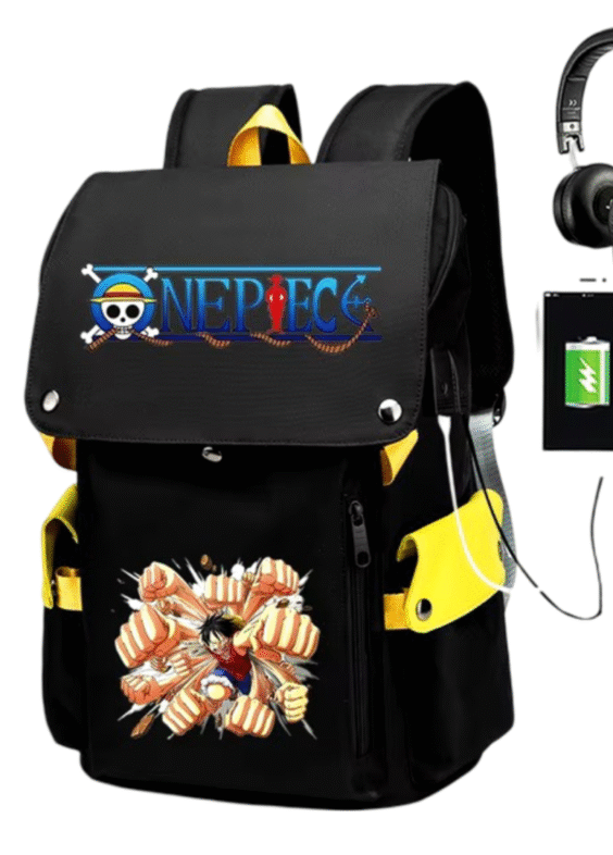 Anime One Piece Luffy Gatling Gun USB Charging Backpack