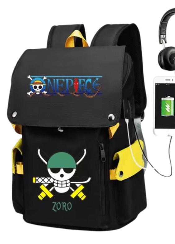 Anime One Piece Roronoa Zoro Pirates USB Charging Backpack