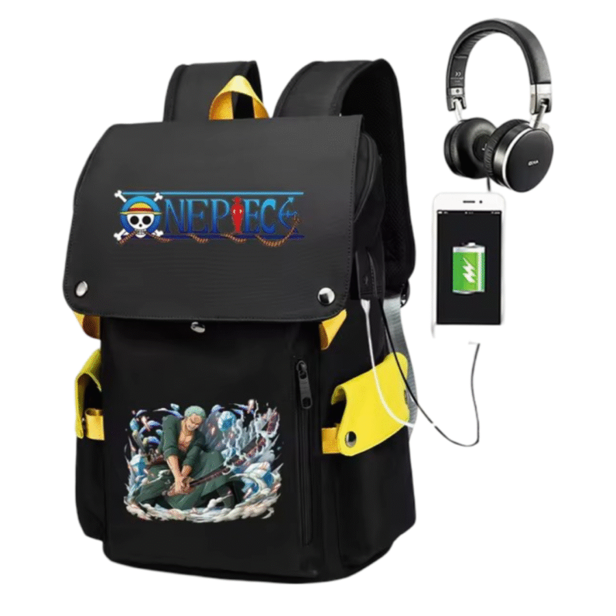 One Piece Anime Roronoa Zoro Backpack With USB Charging One Piece Anime Roronoa Zoro Backpack With USB Charging