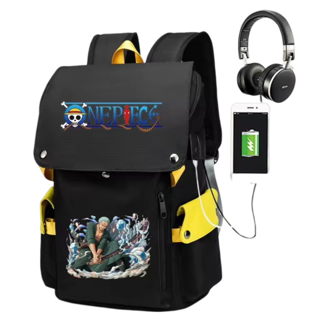 One Piece Anime Roronoa Zoro Backpack With USB Charging One Piece Anime Roronoa Zoro Backpack With USB Charging