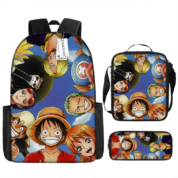 3Pcs/set Anime One Piece Character Backpack Lunch Bag With Pencil Case