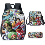 3Pcs/set One Piece Anime Character Backpack Lunch Bag With Pencil Case