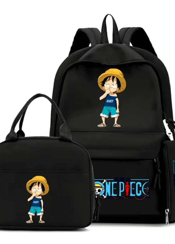 3Pcs/Set Anime One Piece Kid Luffy Backpack
