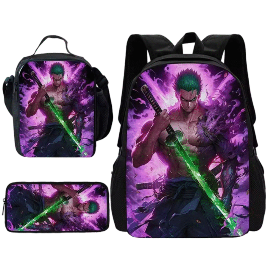 3Pcs/Set Anime One Piece Roronoa Zoro Backpack 3Pcs/Set Anime One Piece Roronoa Zoro Backpack