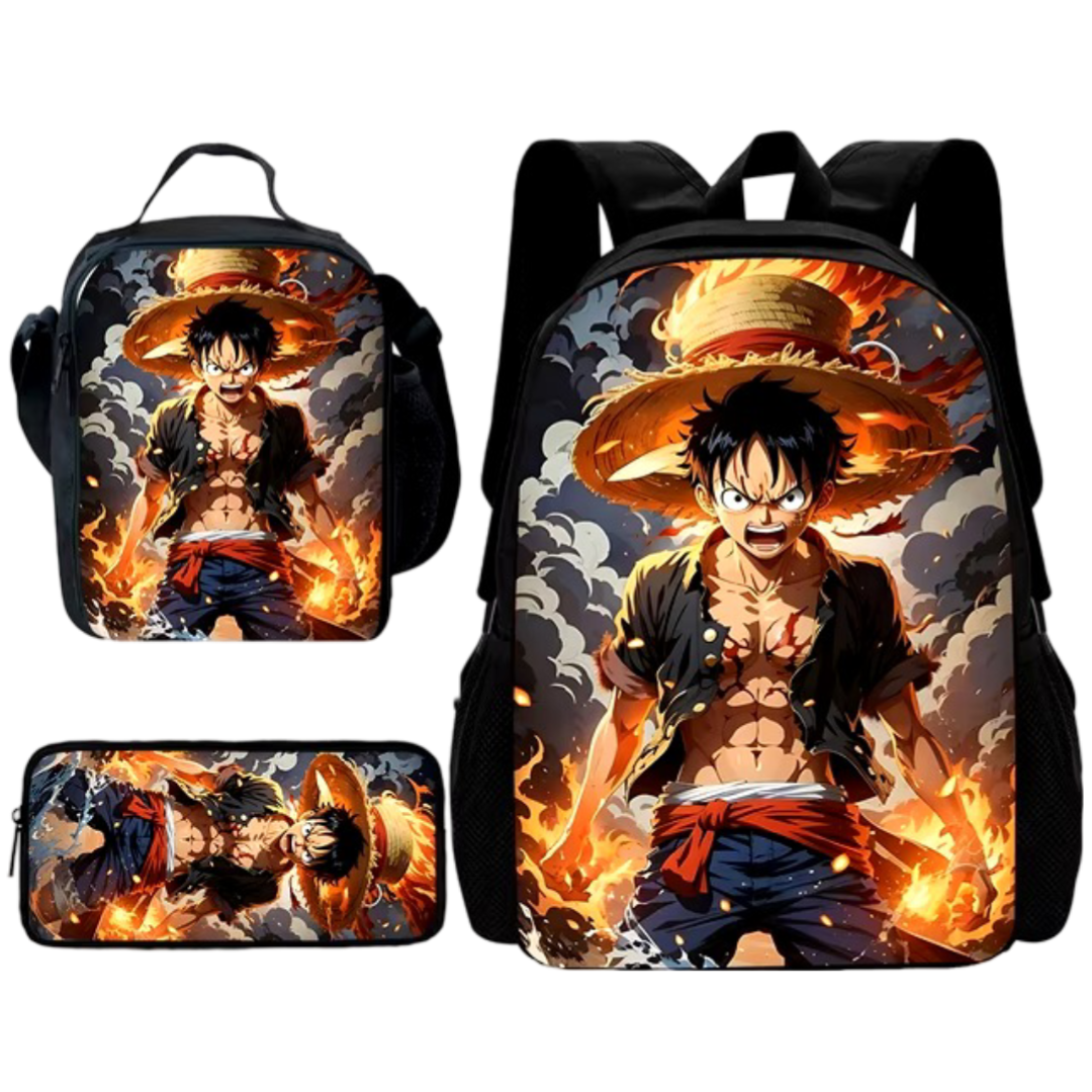 3Pcs/Set Anime One Piece Monkey D. Luffy 3D Backpack 3Pcs/Set Anime One Piece Monkey D. Luffy 3D Backpack