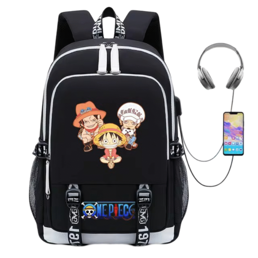 Anime One Piece Luffy And Friends USB Charging Backpack Anime One Piece Luffy And Friends USB Charging Backpack