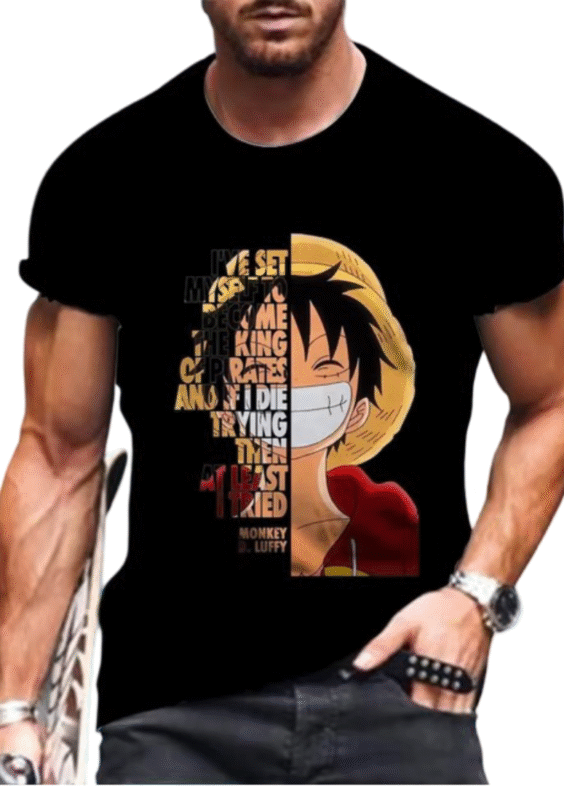 Anime One Piece Luffy Black T-Shirt