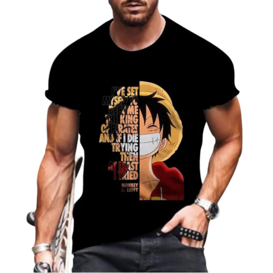 Anime One Piece Luffy Black T-Shirt Anime One Piece Luffy Black T-Shirt