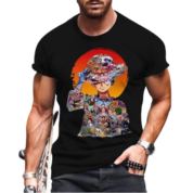 Anime One Piece Luffy Hat Black T-Shirt