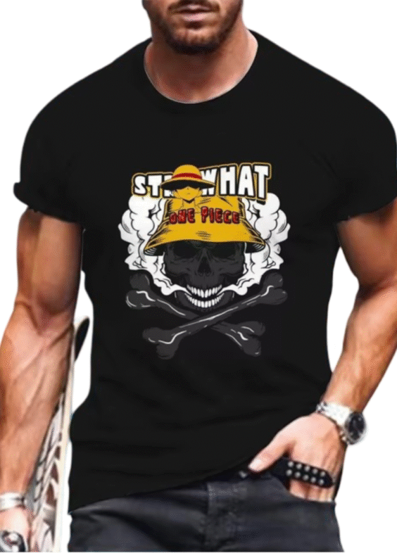 Anime One Piece Straw Hat Luffy Skull T-Shirt