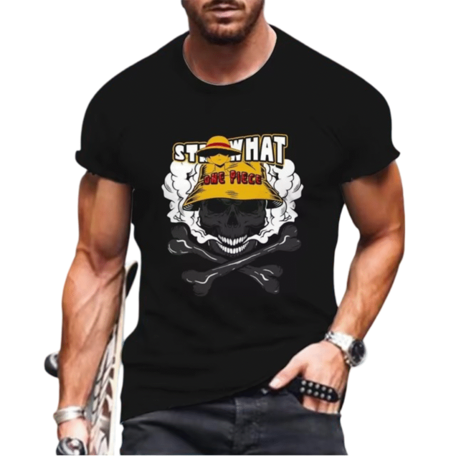 Anime One Piece Straw Hat Luffy Skull T-Shirt Anime One Piece Straw Hat Luffy Skull T-Shirt