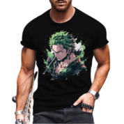 Anime One Piece Roronoa Zoro Black T-Shirt