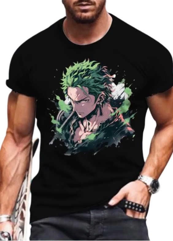 Anime One Piece Roronoa Zoro Black T-Shirt