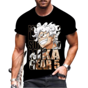Anime One Piece Luffy Gear 5 Black T-Shirt