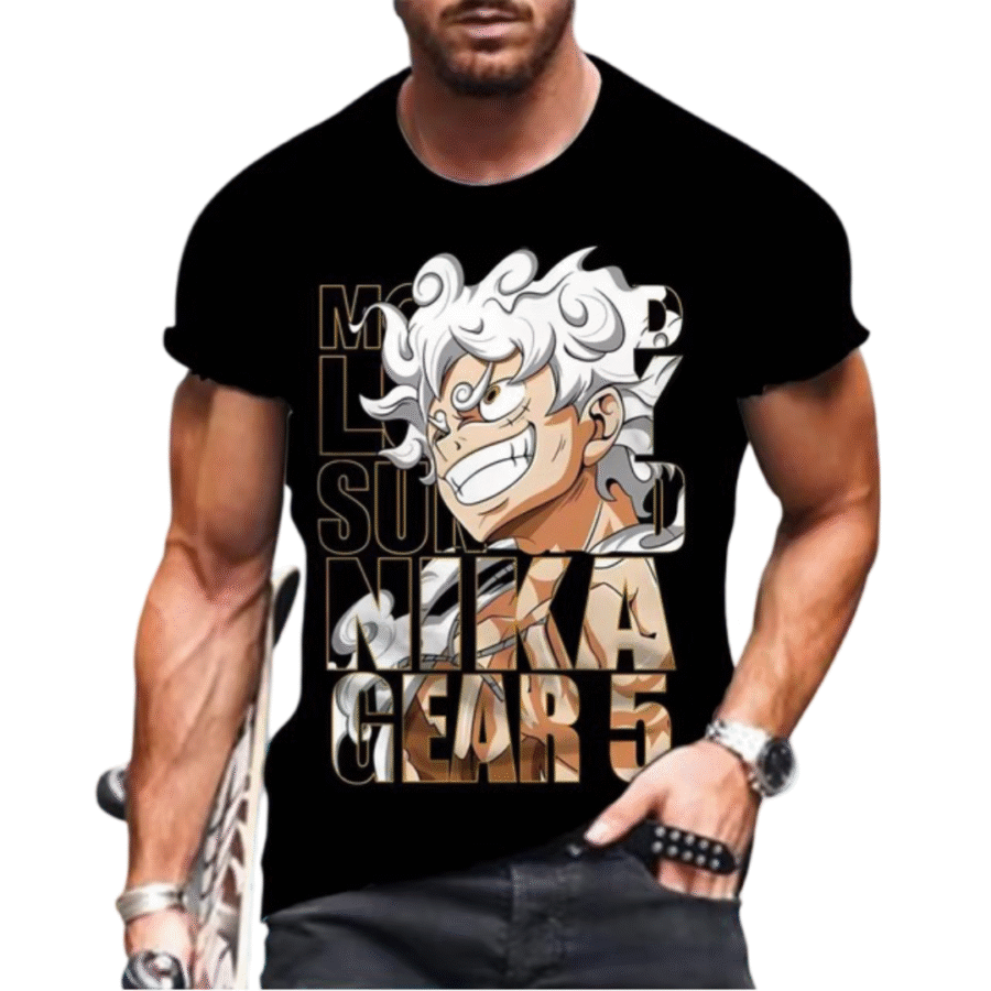 Anime One Piece Luffy Gear 5 Black T-Shirt Anime One Piece Luffy Gear 5 Black T-Shirt