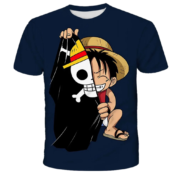 Anime Monkey D Luffy And Pirate Flag T-Shirt