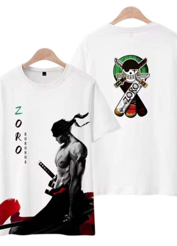 One Piece Anime Roronoa Zoro White T-Shirt