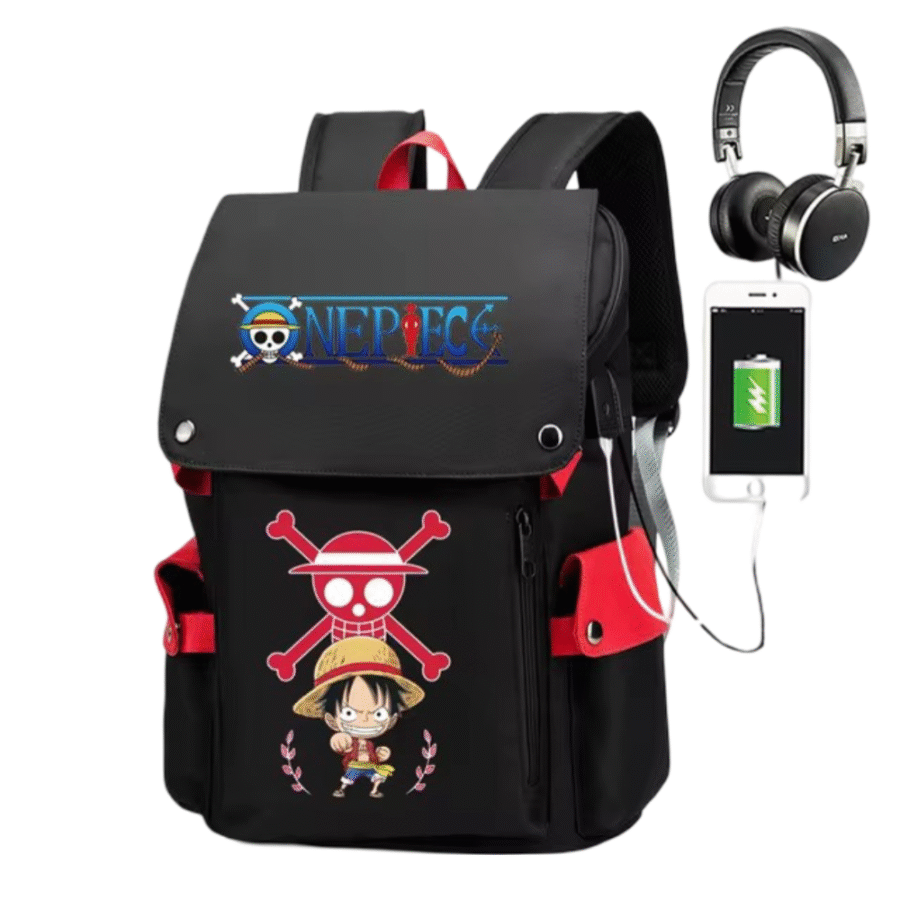 One Piece Anime Monkey D. Luffy Backpack With USB Charging One Piece Anime Monkey D. Luffy Backpack With USB Charging
