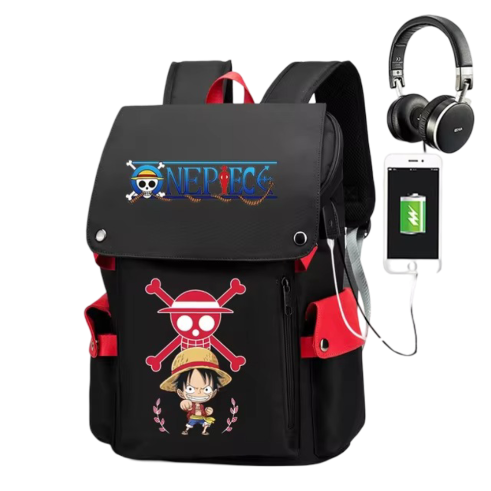 One Piece Anime Monkey D. Luffy Backpack With USB Charging One Piece Anime Monkey D. Luffy Backpack With USB Charging