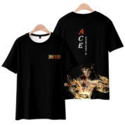 One Piece Portgas D. Ace Anime Black T-Shirt