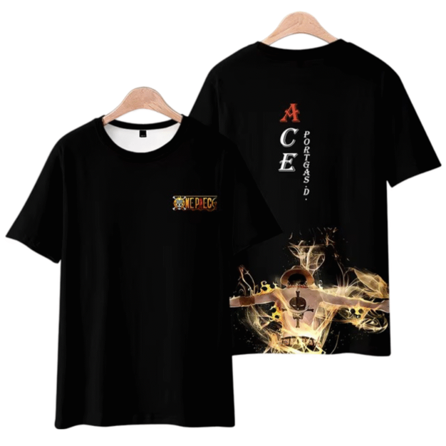 One Piece Portgas D. Ace Anime Black T-Shirt One Piece Portgas D. Ace Anime Black T-Shirt