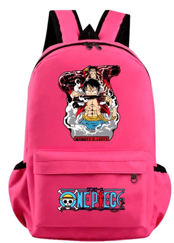 Anime One Piece Monkey D. Luffy Pink Color Schoolbag