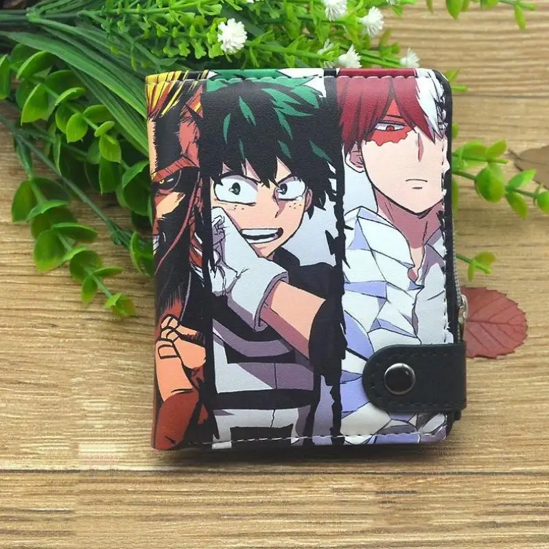 My Hero Academia Anime Pu Leather Men Wallet Rfid Anti-Magnetic Credit Cards Holder with Organizer Coin Pocket Money Clips Purse