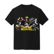 Anime My Hero Academia Character Printed Short Sleeve Black T-Shirt