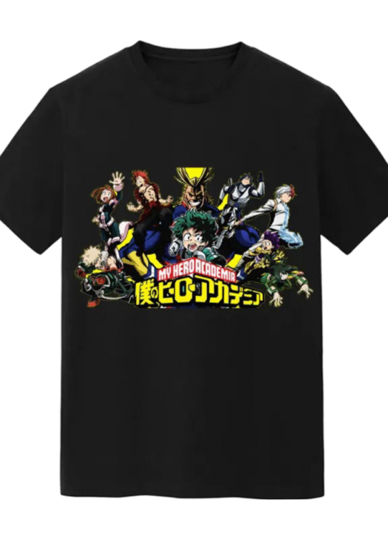 Anime My Hero Academia Character Printed Short Sleeve Black T-Shirt