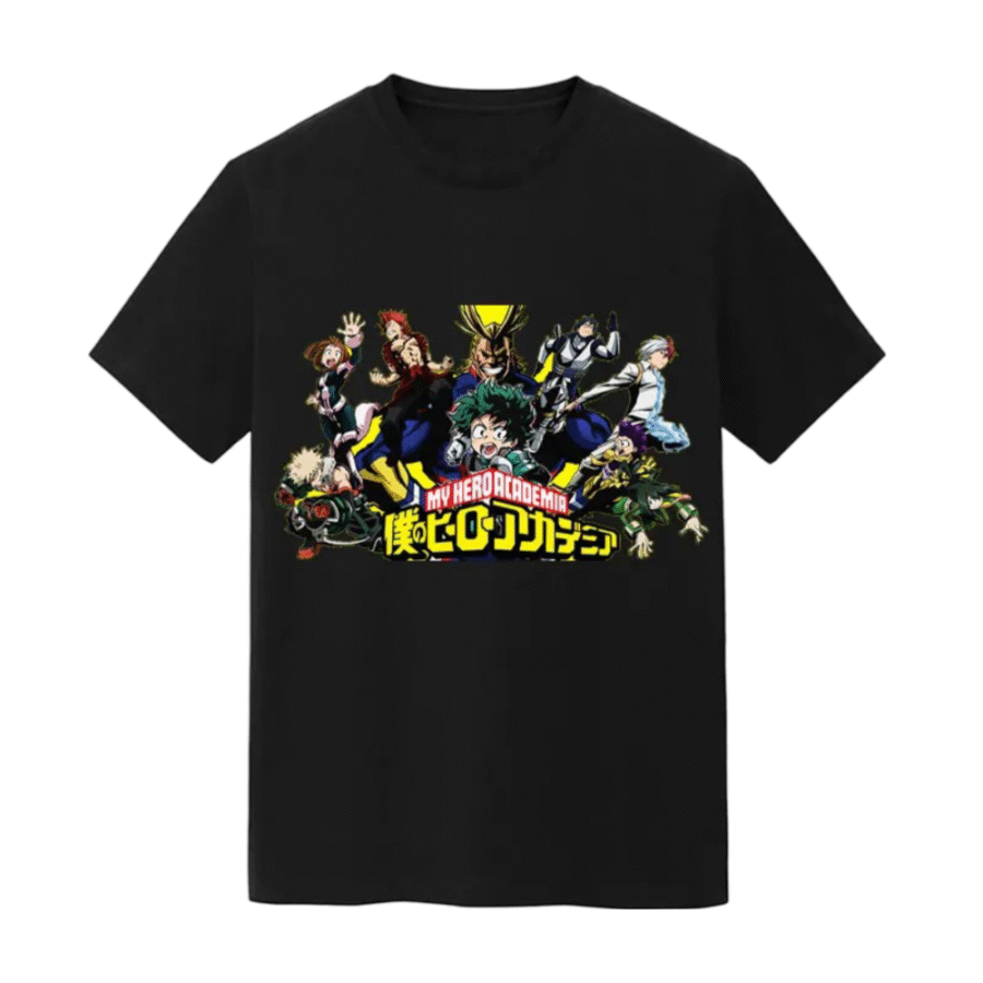 Anime My Hero Academia Character Printed Short Sleeve Black T-Shirt Anime My Hero Academia Character Printed Short Sleeve Black T-Shirt